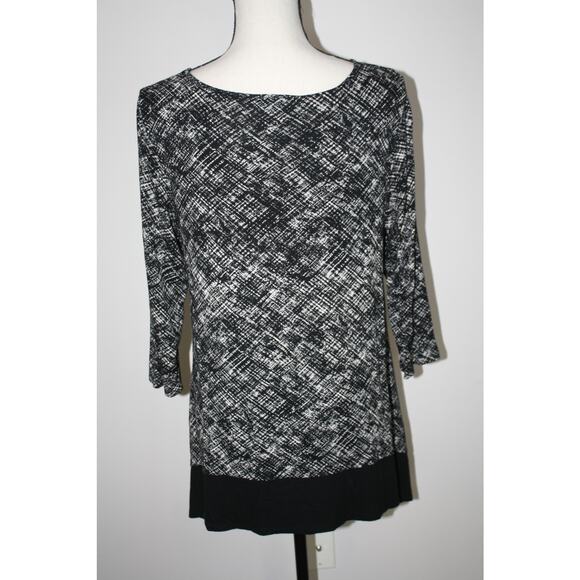 J. Jill Wearever Collection Women's Tunic Tops MP 1/4 Sleeve Black & White - Picture 3 of 5